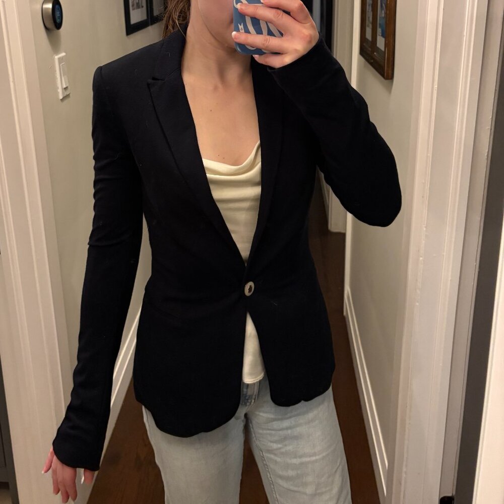 Zara stretch knit navy blazer